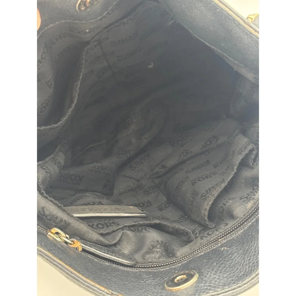 MICHAEL KORS Black Leather Bag Handbag Pebbled Leather Chain Shoulder Medium